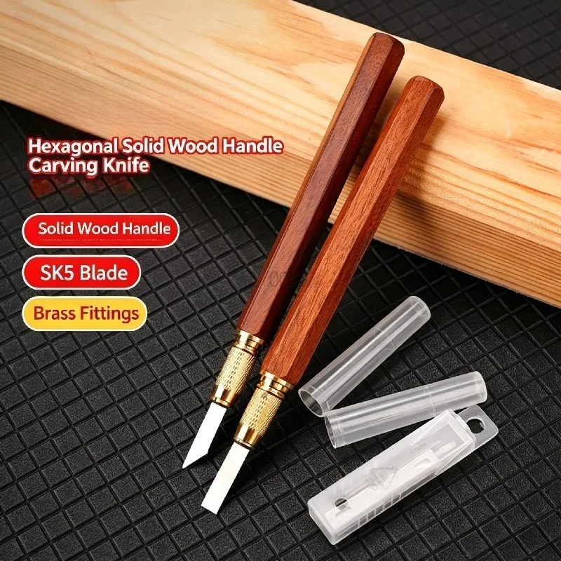Wood Carving Knife Set Multi-Size Hand Carving Pen with Protective Cap Cutting Tool for Woodworking Paper Cutting Model Making