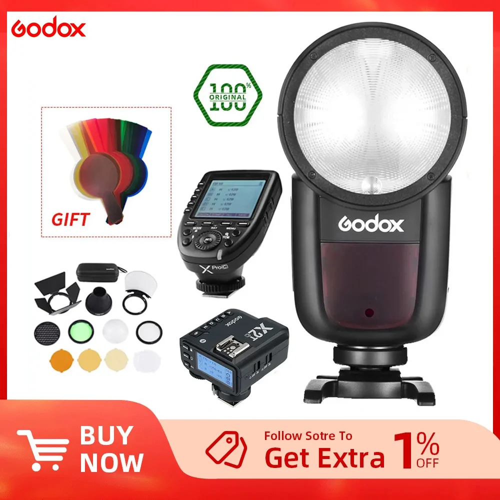 Godox V1 V1C V1N V1S V1F V1O TTL HSS 1/8000s แฟลช Speedlite พร้อม Xpro Trigger สําหรับ Canon Nikon Sony Fuji Olympus