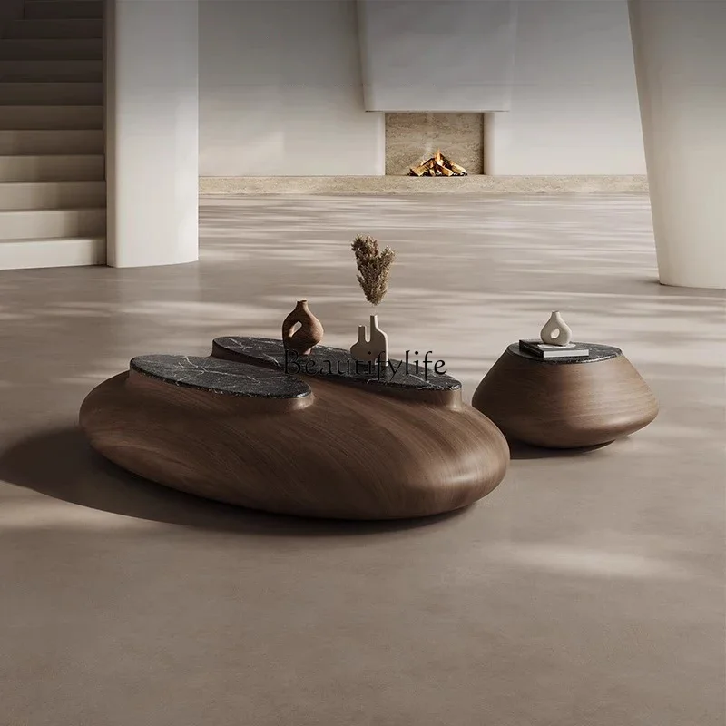 

Z.Italian minimalist designer coffee table combination art high-end villa irregular coffee table