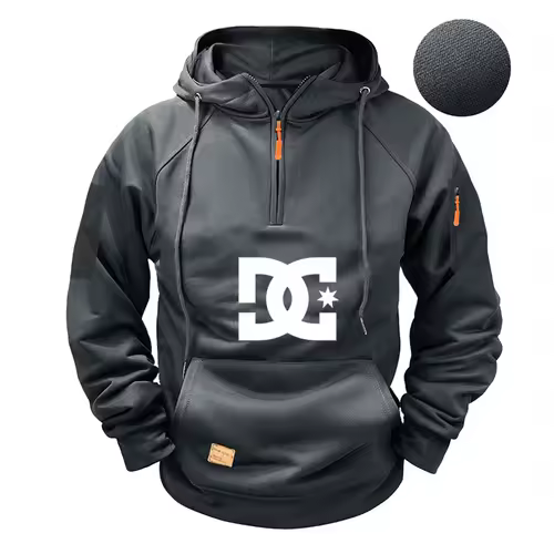 New men's fashion zippered pullover, long-sleeved sweatshirt, casual autumn sweatshirt, multi-pocket spring and autumn style - Image 5