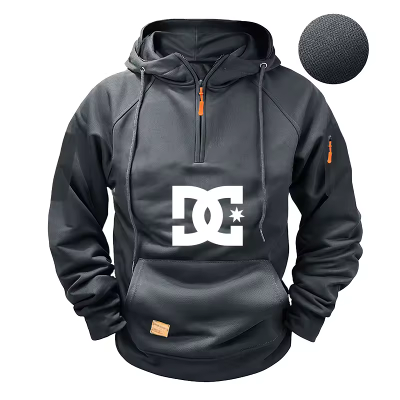New men's fashion zippered pullover, long-sleeved sweatshirt, casual autumn sweatshirt, multi-pocket spring and autumn style - Image 5