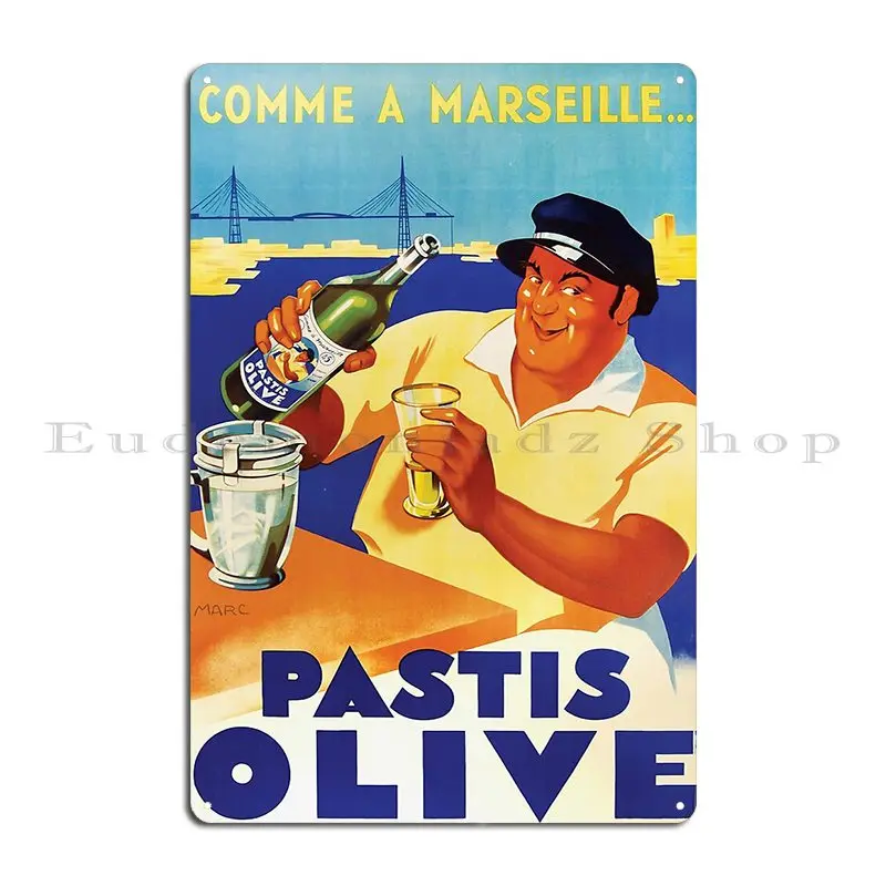 Pastis Olive Classic Vintage Poster Metal Plaque Cinema Wall Printed Cinema Poster Tin Sign Poster