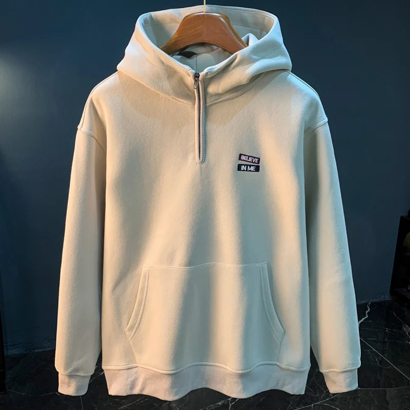 Men's 2025 Fall/Winter New Loose Casual Pullover Sweatshirt Oversized Hooded Half-Zip Hoodie