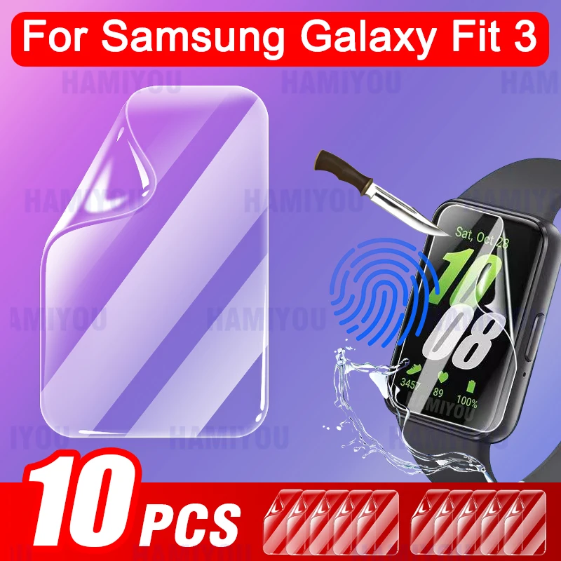 For Samsung Galaxy FIT 3 Smartwatch Protective Films HD Clear Hydrogel Film Anti-Bubble Full Coverage Watch Screen Protectors