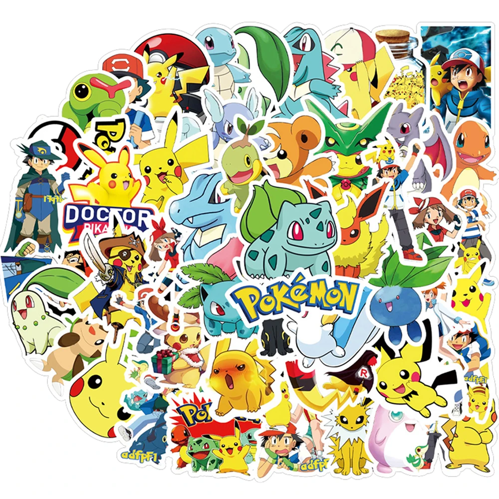 10/30/50pcs Cute Cartoon Pokemon Anime Stickers Pikachu Bulbasaur Decals Toys DIY Phone Bike Luggage Cool Graffiti Sticker Gift