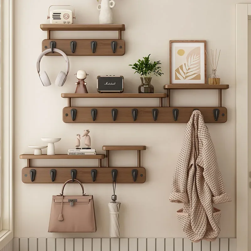 No Drill Door Back Coat Hanger Wall Mounted Space Saving Entryway Hallway Clothes Rack for Home Bamboo Coat Hooks - view 2