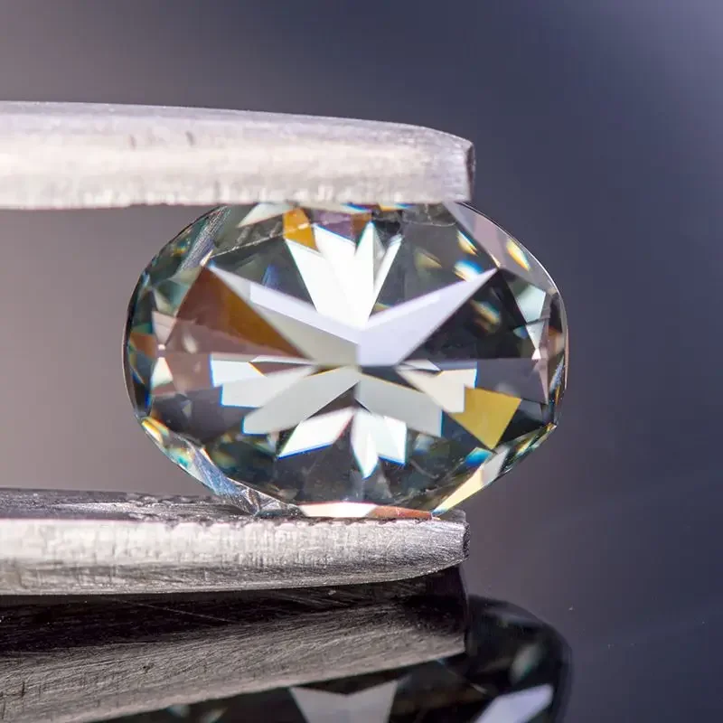 Moissanit-Stein, oval geschliffen, natürliche graue bis gelbe Farbe, hochwertige Materialien für die Herstellung von Schmuck und DIY-Anhängern, inklusive Zertifikat. – Detail 6