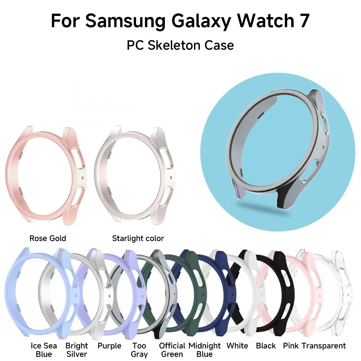 Funda de PC para Samsung Galaxy Watch 7, 40mm, 44mm, cubierta mate, carcasa protectora hueca para Galaxy Watch 7, accesorios para reloj inteligente