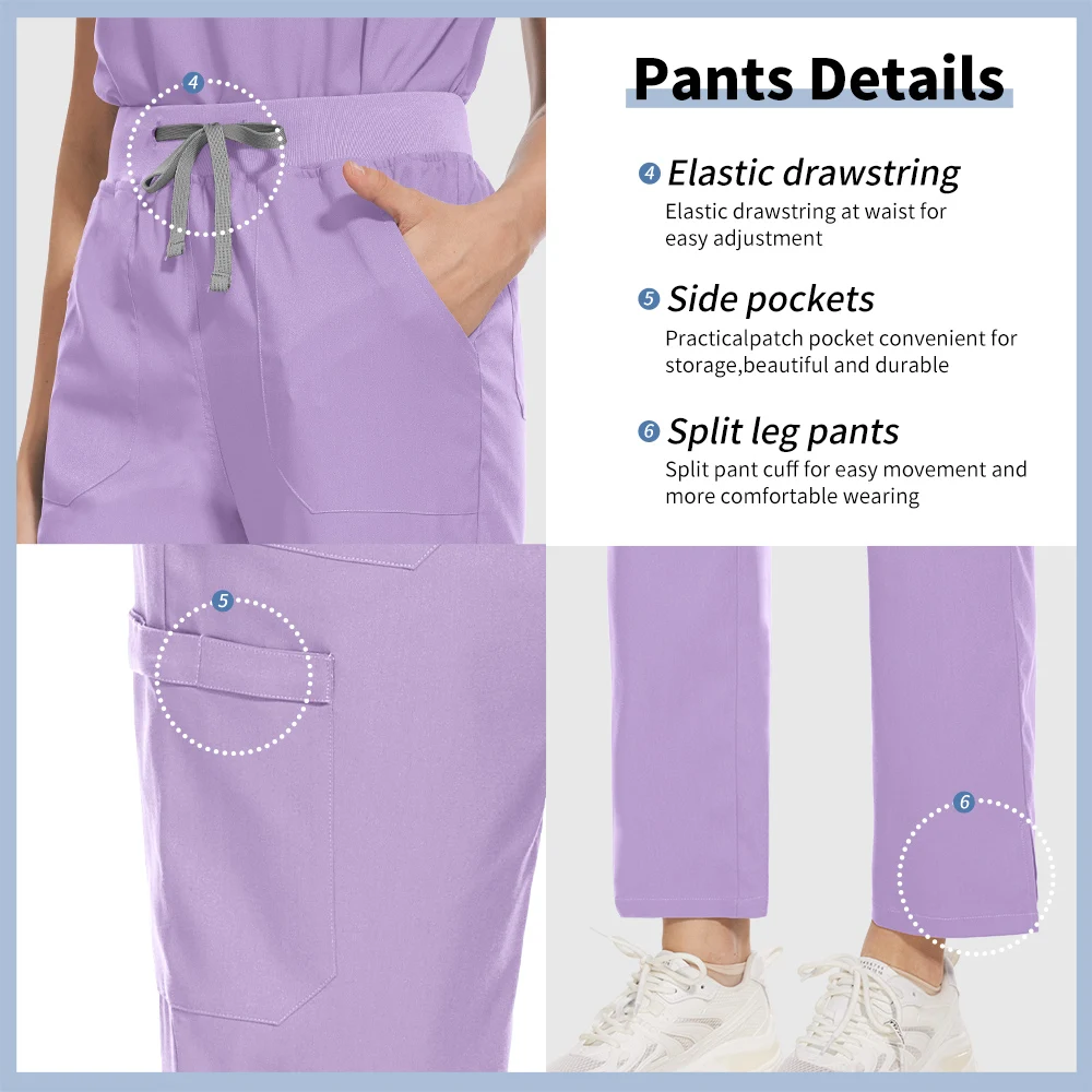 Niaahinn Spa Uniform Women Scrubs Suit Short Sleeved V-neck Surgical Nursing Set Multicolor Pet Grooming Doctor Medical Workwear