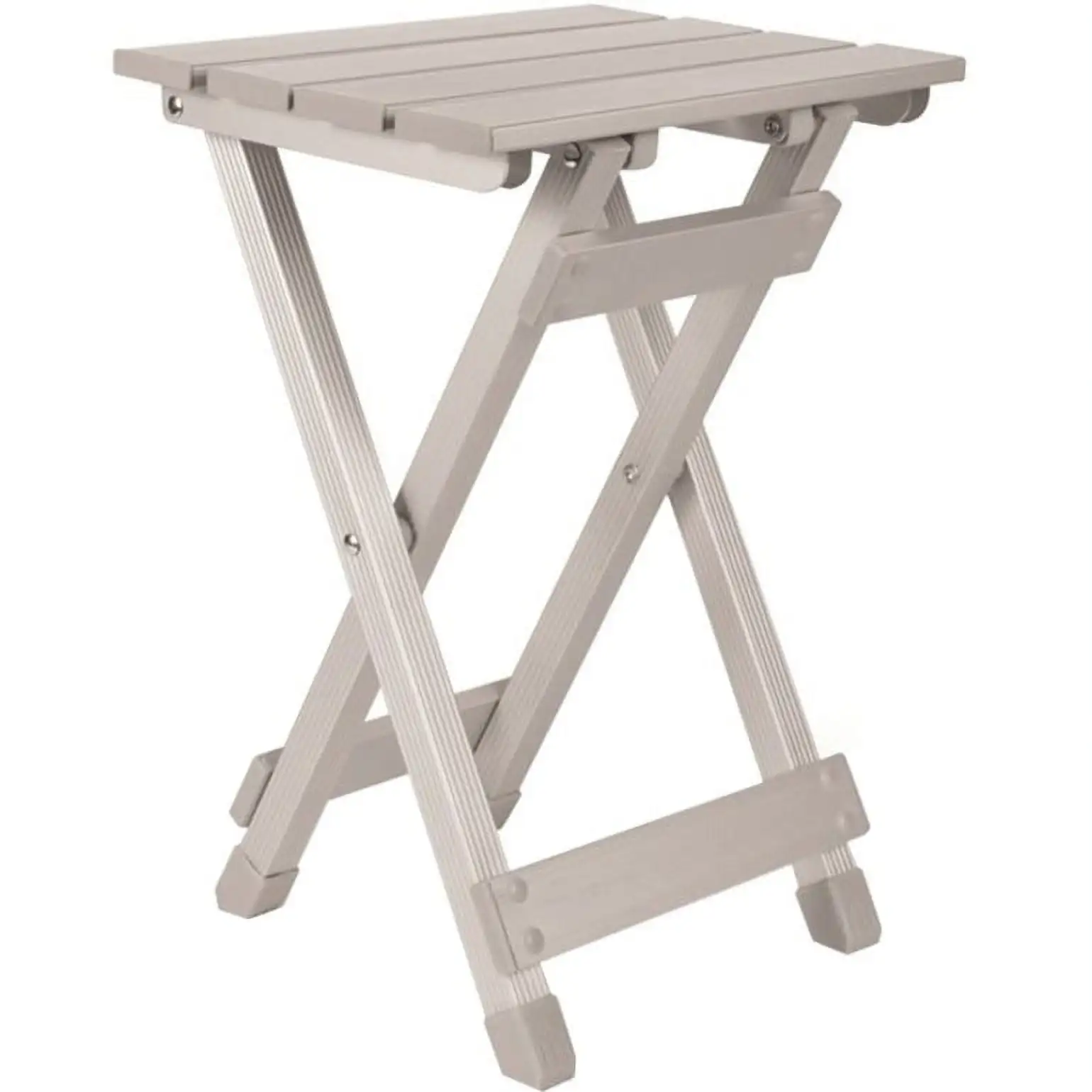 

Camco Small Folding Side Table | Supports up to 130lbs | Aluminum, Silver (51890)