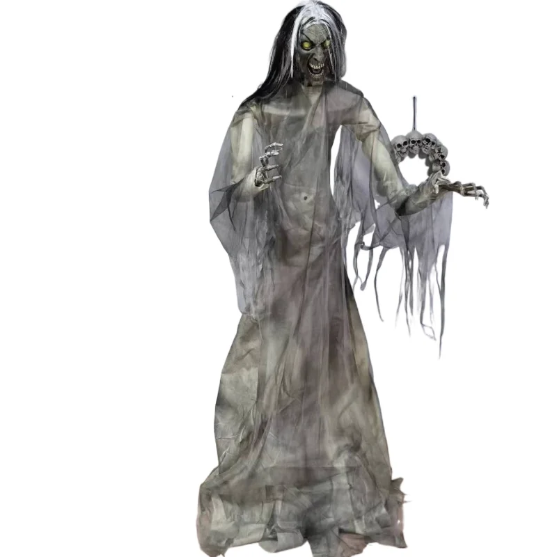 

Screaming Crazy Ghost Halloween Large Skull Ornament Haunted House Atmosphere Yard Horror Decoration Glowing Props