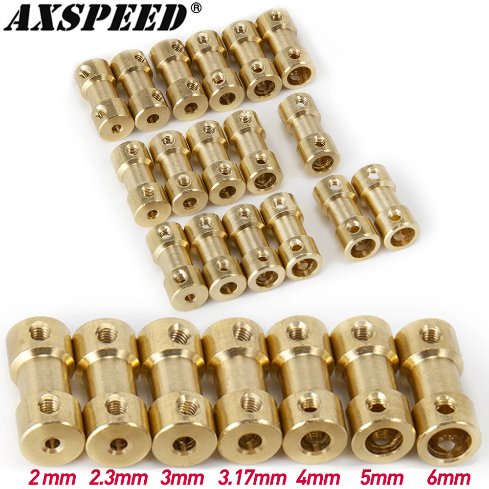 AXSPEED 5PCS 2/2.3/3/3.17/4/5/6mm Brass Flexible Motor Shaft Coupling Coupler Motor Transmission Connector for RC Boat Car