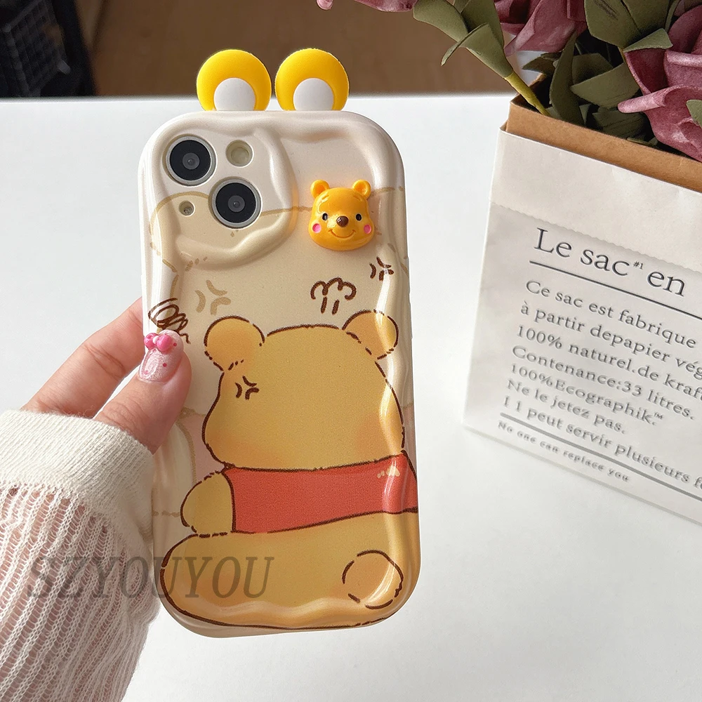 لسامسونج S20 S21 FE S22 زائد S23 S24 S25 الترا عروسة كارتون آذان ثلاثية الأبعاد موجة حافظة هاتف من البولي يوريثان