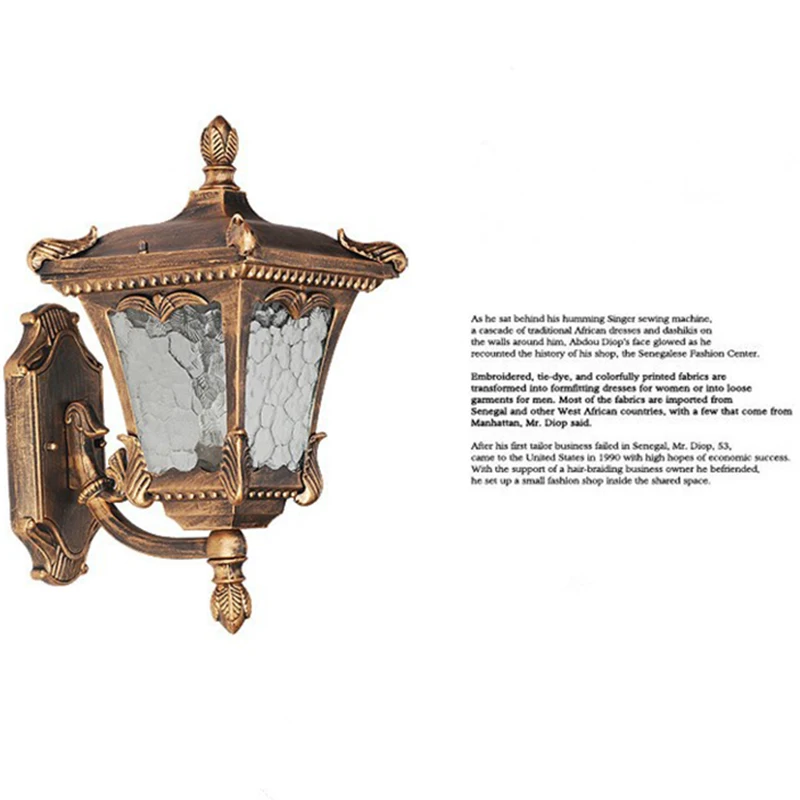 Lampada da parete per esterni impermeabile giardino Villa balcone casa porta decorativa oro nero applique in alluminio apparecchio di illuminazione a LED