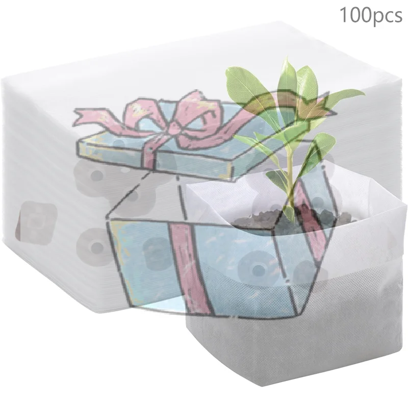 【CCA】100PCS 8x10cm Biodegradable Plant Nursery Grow Bag Non-woven Fabric Seeds To Sow Flower Pots for Home Garden Accessories