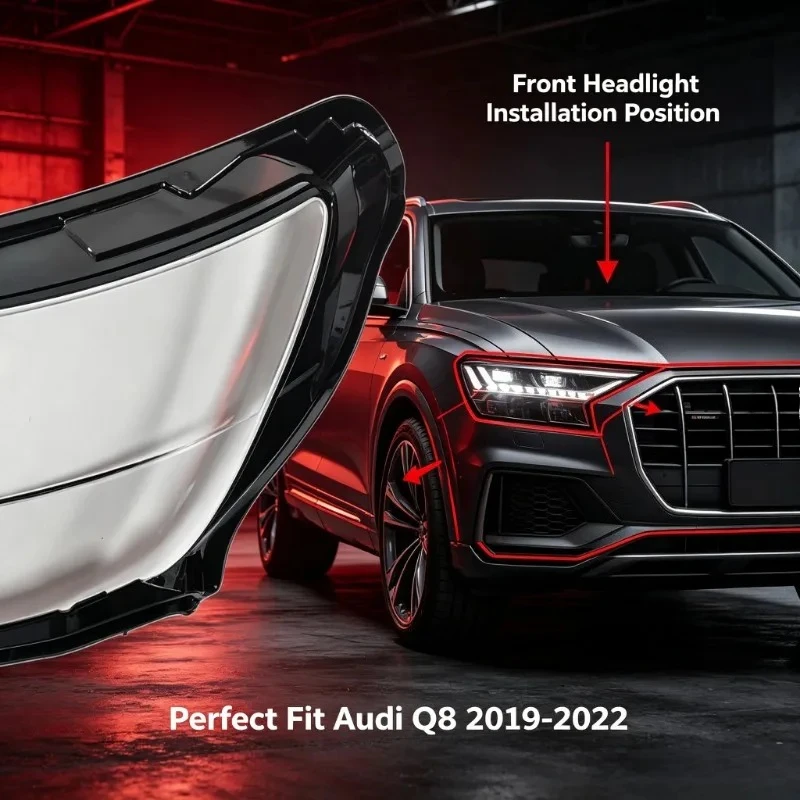Moggic Headlight Lens Cover Front Transparent PC Plastic For 2019 To 2022 Q8 Left Right Replacement Lamp Shell Mask