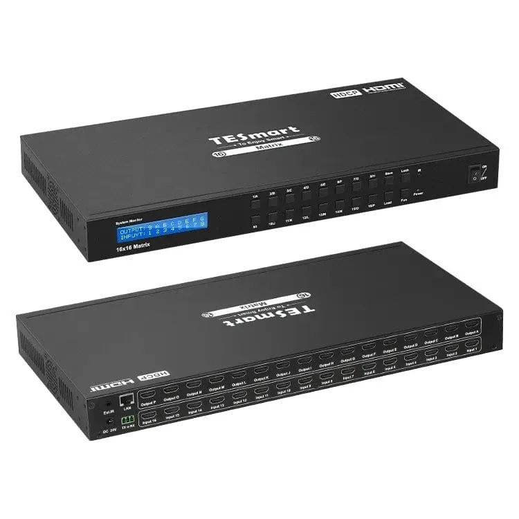 TESmart 16x16 HDMI Matrix Support 3840*2160@30Hz EDID Management LAN RS232 Rack Mount 16 Port Video Switcher