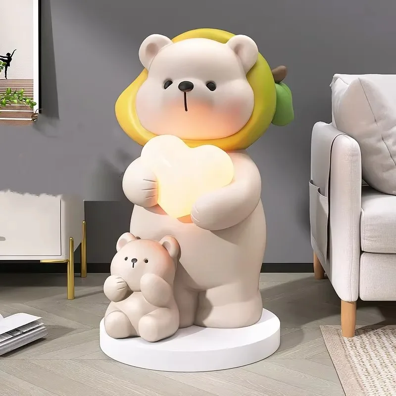 High Quality Cure Bears Large Landing Home Decoration Living Room Bedroom Children Room Bluetooth Led Lamp Sculpture Ornaments