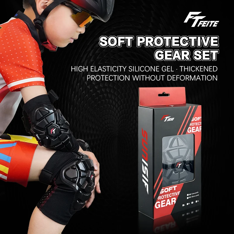 FT Children's Adults Soft Knee Pads Elbow Padst Roller Skates Balance Bicycle Riding Ski Outdoor Sports Safety Protective Gear