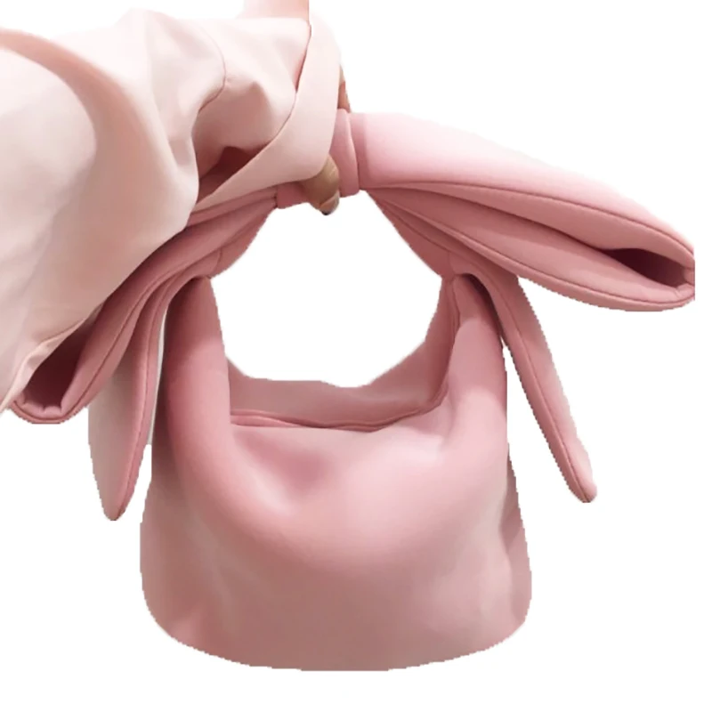 Cute Bow Handbags Fashion Shoulder Bag High-Capacity Women's Bags Space Cotton Creative Niche Design Retro Personality Black