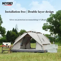 HeWolf Outdoor Double-layer Silver-coated Picnic Tent Automatic Folding Portable Waterproof Sunscreen Quick-Open Camping Tent