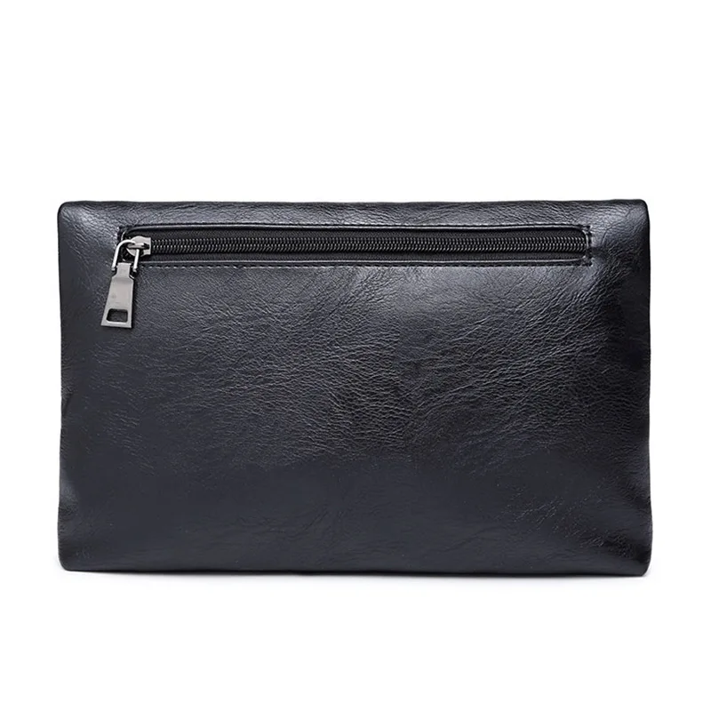 New Men Fold‑Over Clutch Bag Large Capacity Zipper Closure Handbag Business Envelope Purse for Office Daily Business Occasions view 2