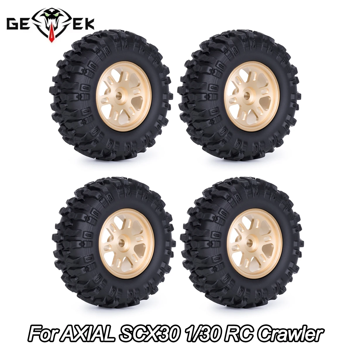 4 Peças Pneus de Borracha de 0,7 Polegadas e Cubos de Roda de Latão para AXIAL SCX30 Jeep Wrangler JLU Ford Bronco 1/30 RC Crawler Carro Peça de Atualização