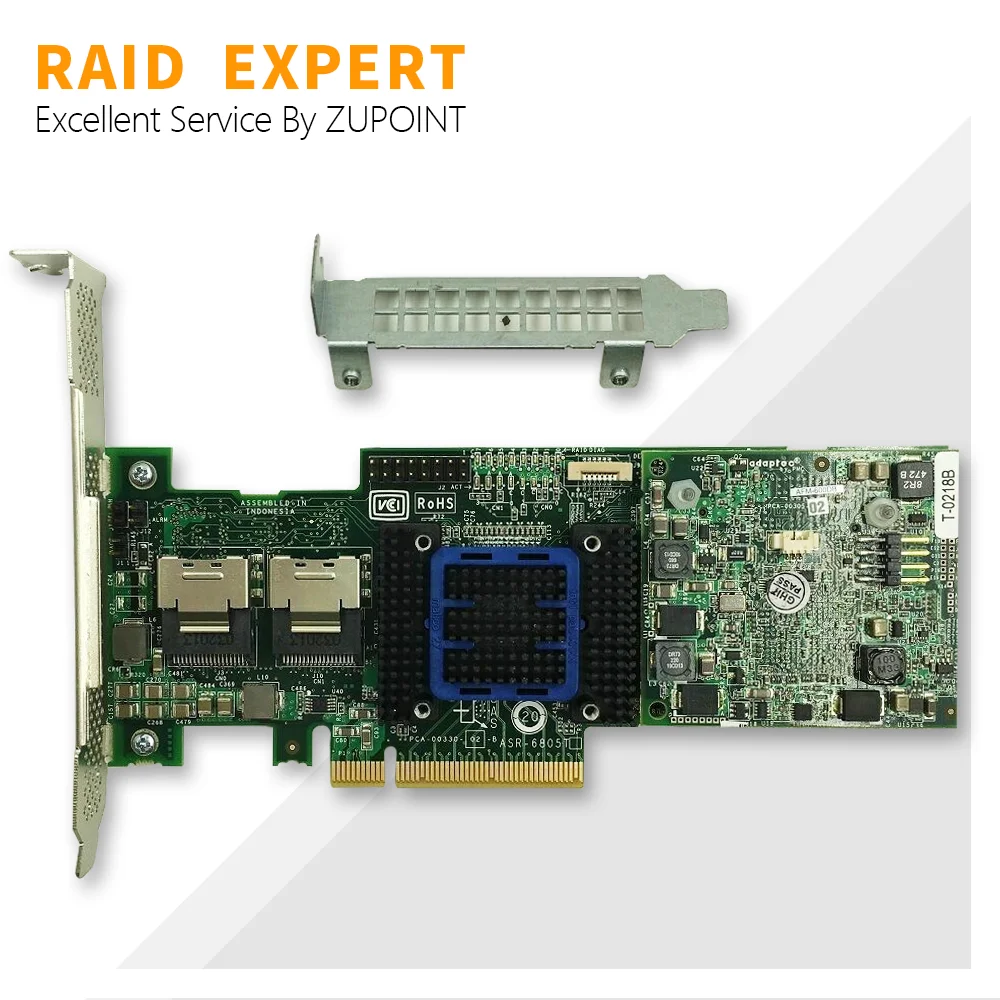 

Карта контроллера ZUPOINT Adaptec ASR-6805T RAID 8Port PCI-E 512 Мб кэш-памяти