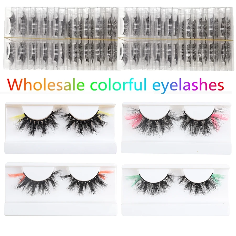 

3D Color Mink Lashes Wholesale 5/10/20 Colored Eyelashes Luxury Dramatic 100% Cruelty Free In Bulk Colorful false lashes 25mm