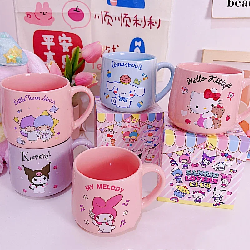 

Sanrio Kawaii Hello Kitty Ceramic Cup Kuromi Cinnamoroll Anime Cartoon Lovely Exquisite Home Office Milk Coffee Drinking Cups