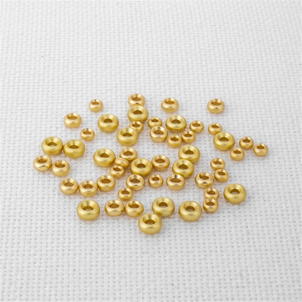 50pcs 18K Matte Gold Filled Beads, Color-Changing Tires, DIY Bracelet Wheel Beads, Jewelry Accessories, 2* 4mm  2.5*5mm 3* 6mm