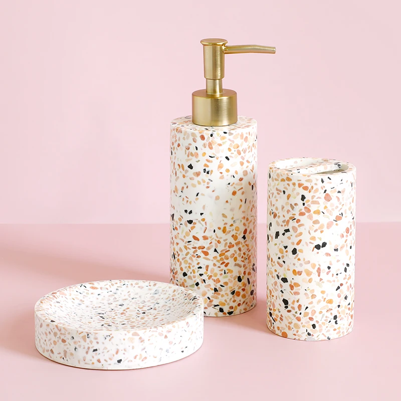 Bathroom Accessories  Toothbrush Holder, Resin Gift Set Apartment Necessities, Contain Soap Dispenser,Soap Dish