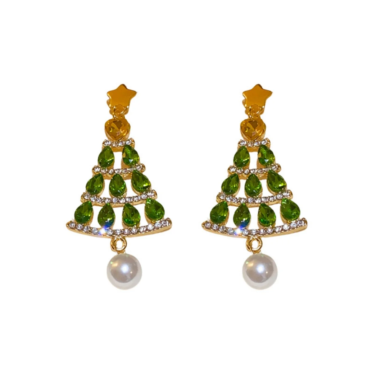Urlaub Weihnachten Baum Tropfen Ohrringe Grün Zirkon Baum Imitation Perle Quaste Baumeln Ohrringe Weihnachten Schmuck Geschenk Für Frauen Männer