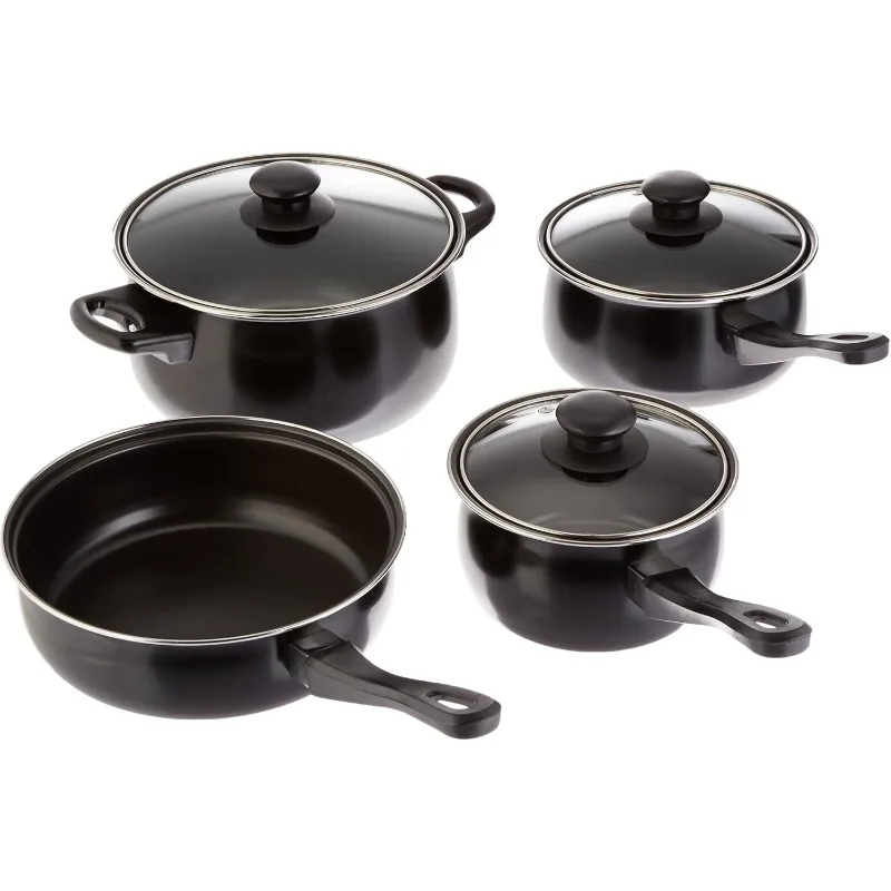 

Gibson Home Back to Basics Carbon Steel Nonstick Cookware Set, 7-Piece, Black