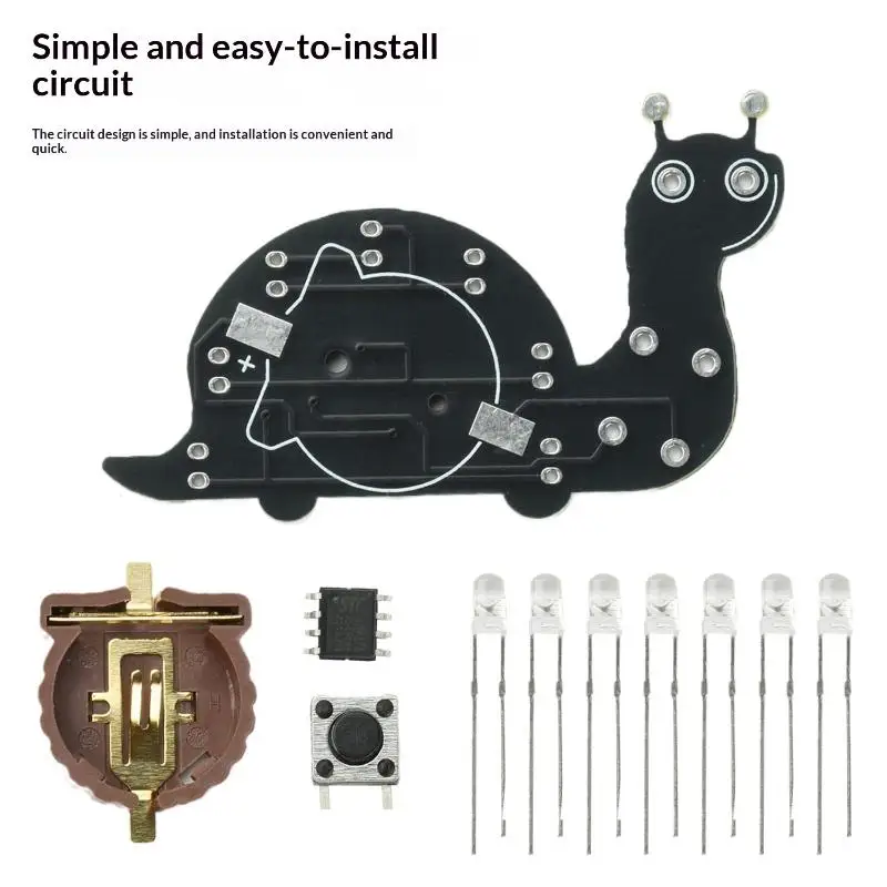 Snail-Shaped LED Flowing Light Soldering Practice Board DIY Learning Kit Fun Electronic Components No Fail Easy Solder