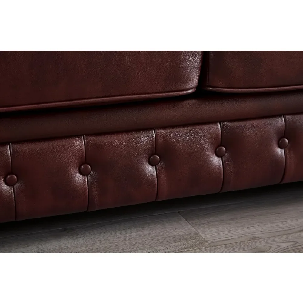 89" Faux Leather Couch Upholstered Sofa with Low Back, Roll Arm Nailhead Trim Classic 3 Seater Sofa image 5