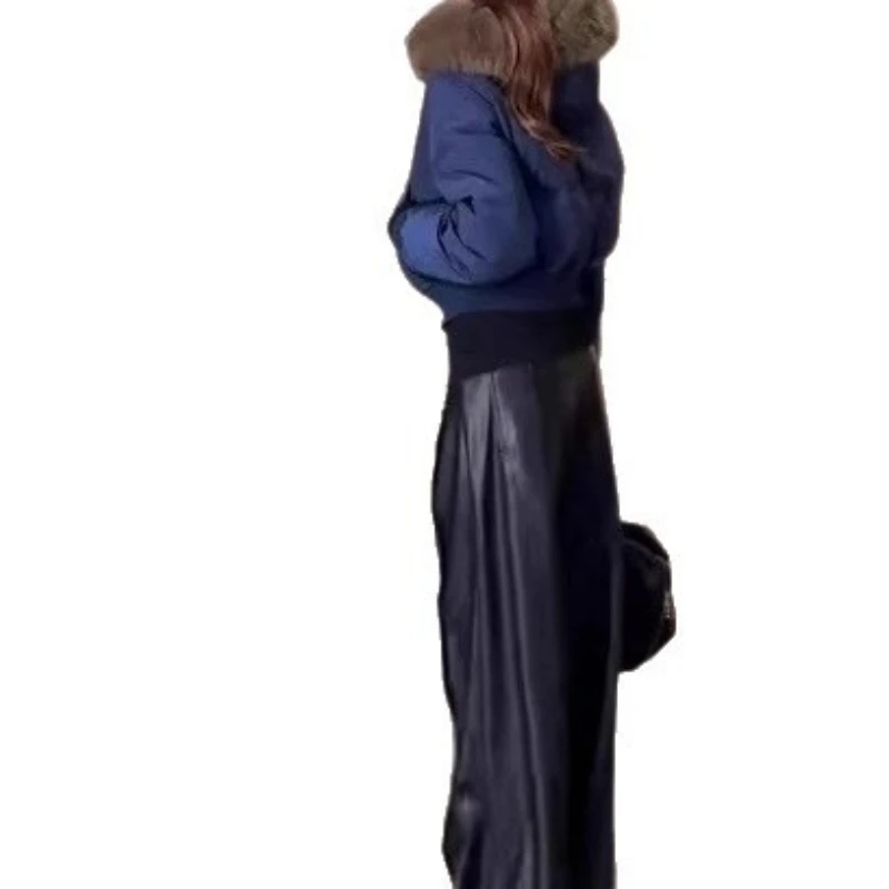 نمط الكلية الشتاء الفراء طوق مقنعين الخصر رقيقة سميكة قصيرة ملابس قطنية النساء #5