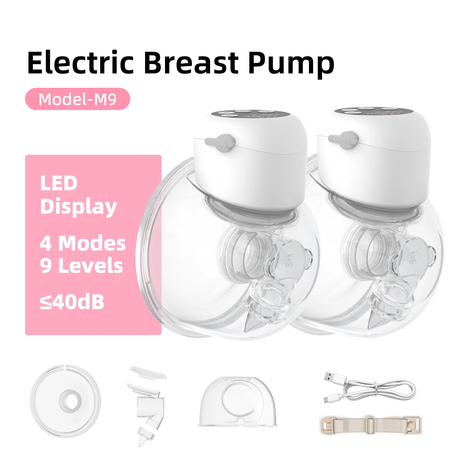 ハンズフリーで着用可能な電動携帯型搾乳器、4つのモード、9段階の調整可能、授乳中のママのためのインテリジェントメモリー機能付き