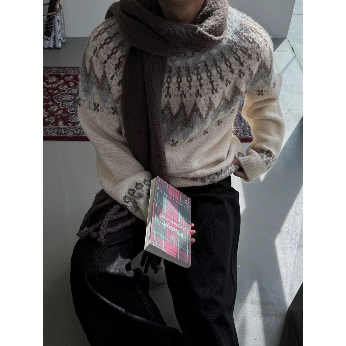 

Slim Fit round Ne Knitwear Men's Faionable Base irt Autumn Winter New Sle 2025 Trendy Polyester Fiber Long Sve Casual