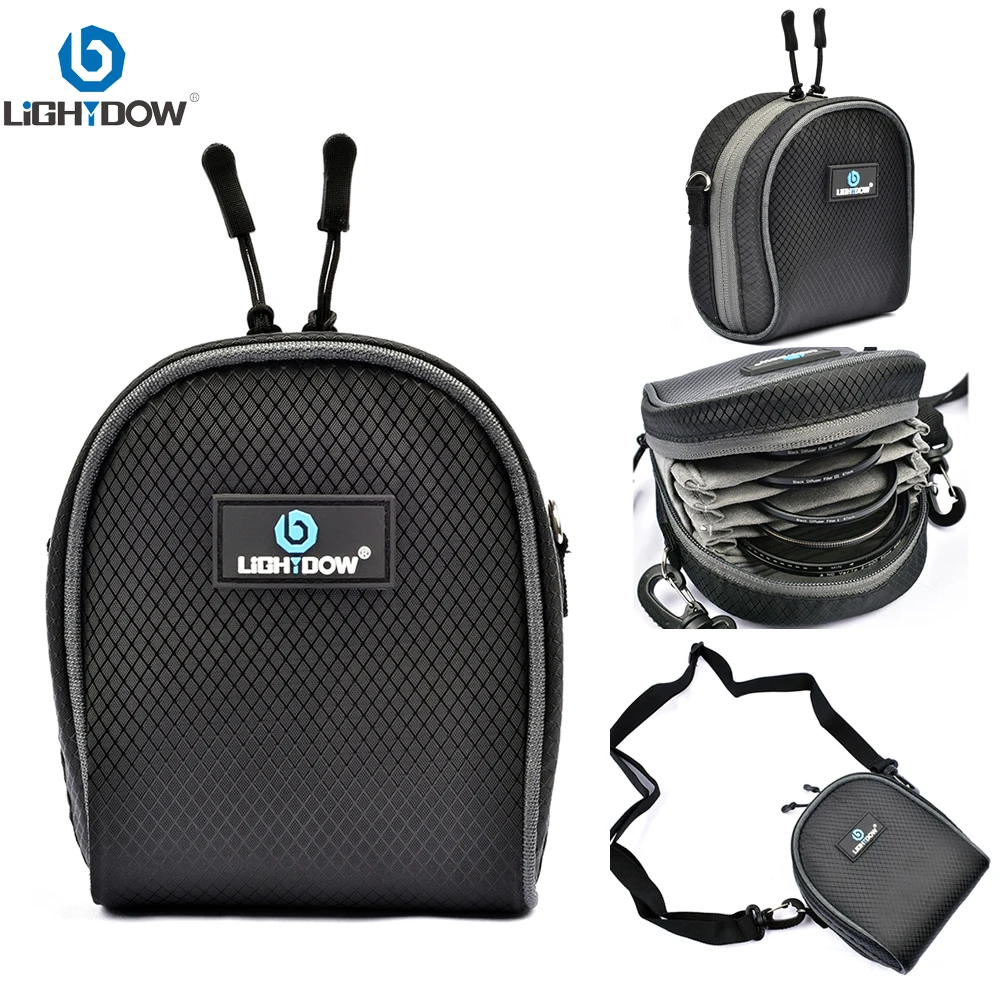 Lightdow Portable Camera Lens Filter Case Pouch Filter Shoulder Bag with Belt for Camera Accessories.