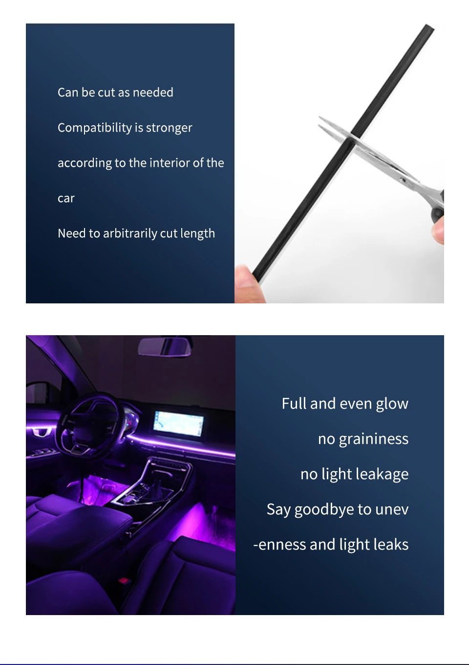 6/10/14/18 in 1 LED-Auto-Umgebungslichter RGB 213 64 Farben Acrylstreifen Symphony Streamer Interior Rainbow Atmosphere Lamp Kit – Detail 15
