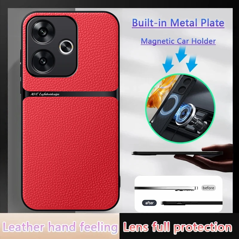 For Poco F6 5G Case Luxury Magnetic Stand Phone Case for Xiaomi PocoF6 Poco F6 Little F 6 Silicone Shockproof Leather Back Cover