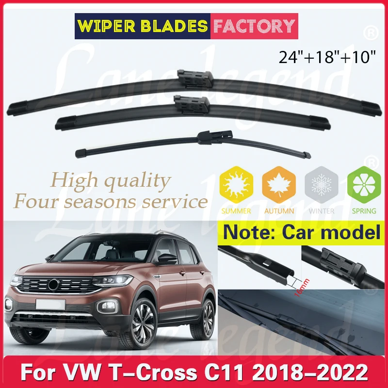 Car Wiper Blade For Volkswagen VW T-Cross C11 TCross 2018 2019 2020 2021 2022 Front Rear Windscreen Windshield Car Accessories