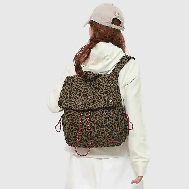 ليوبارد طباعة حقيبة الظهر محفظة النساء الرجال كبيرة المرأة على ظهره الجلود السفر عارضة Daypack حقيبة الظهر محفظة السيدات الكتف