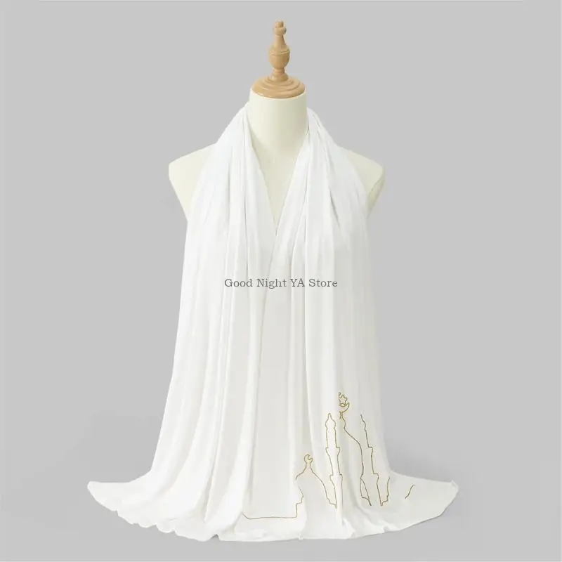 

Religious Shawl Mercerized Cotton Scarf Church Pattern Wrap for Formal Event