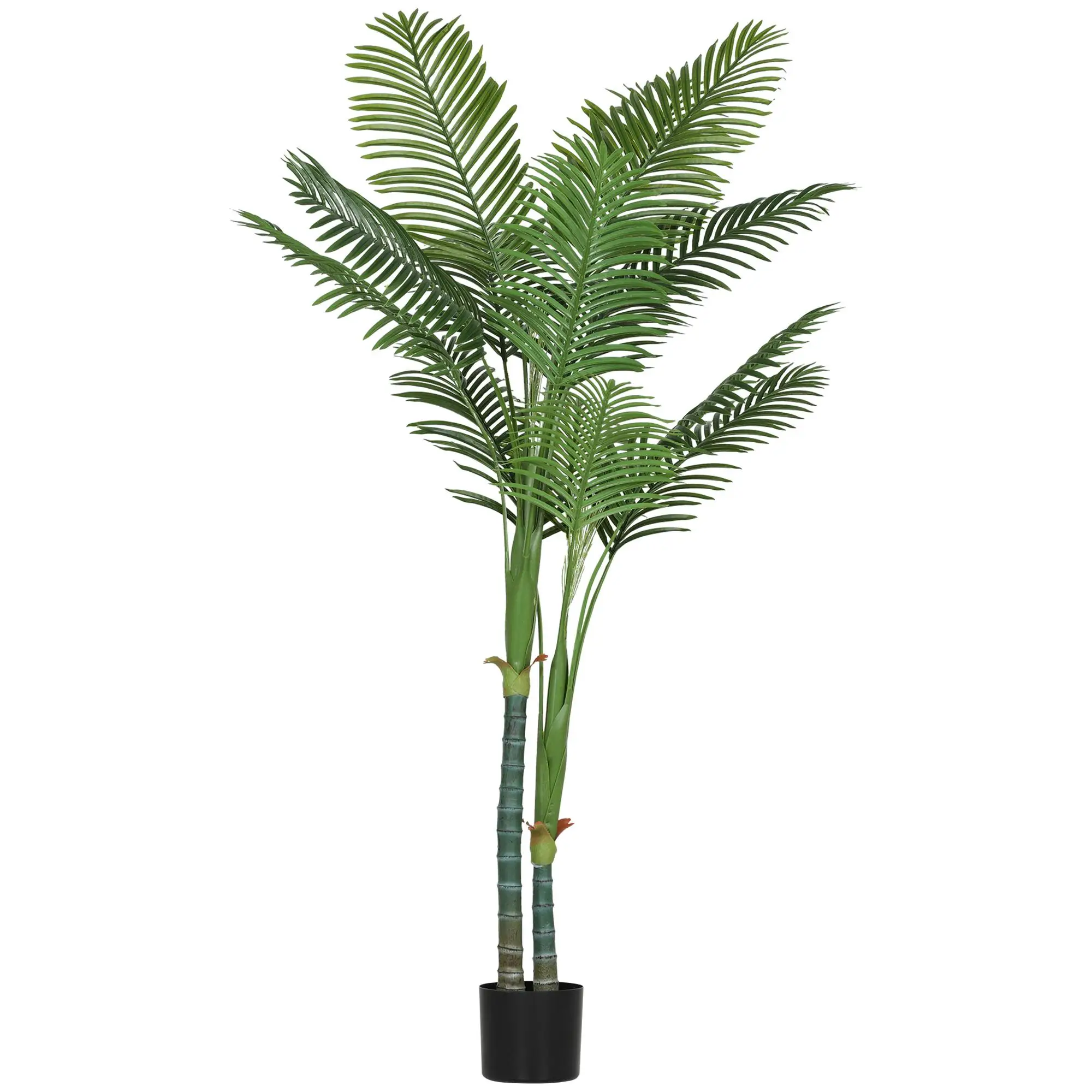 Palmier Areca artificiel de 180 cm avec pot tressé bronzé, design en plastique stable pour salon, bureau et entrée