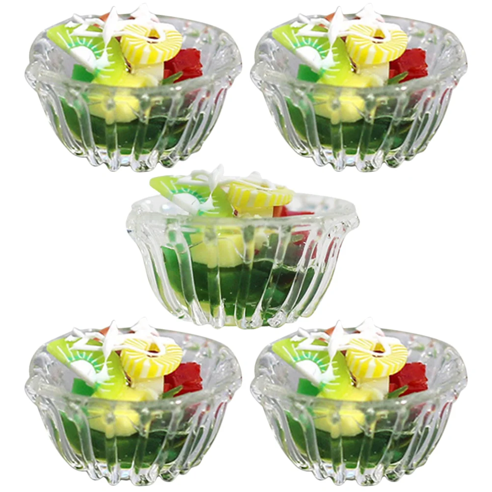 

5 Pcs Mini Green Salad Miniature House Decor Toy Food Pretend Play Resin Decoration