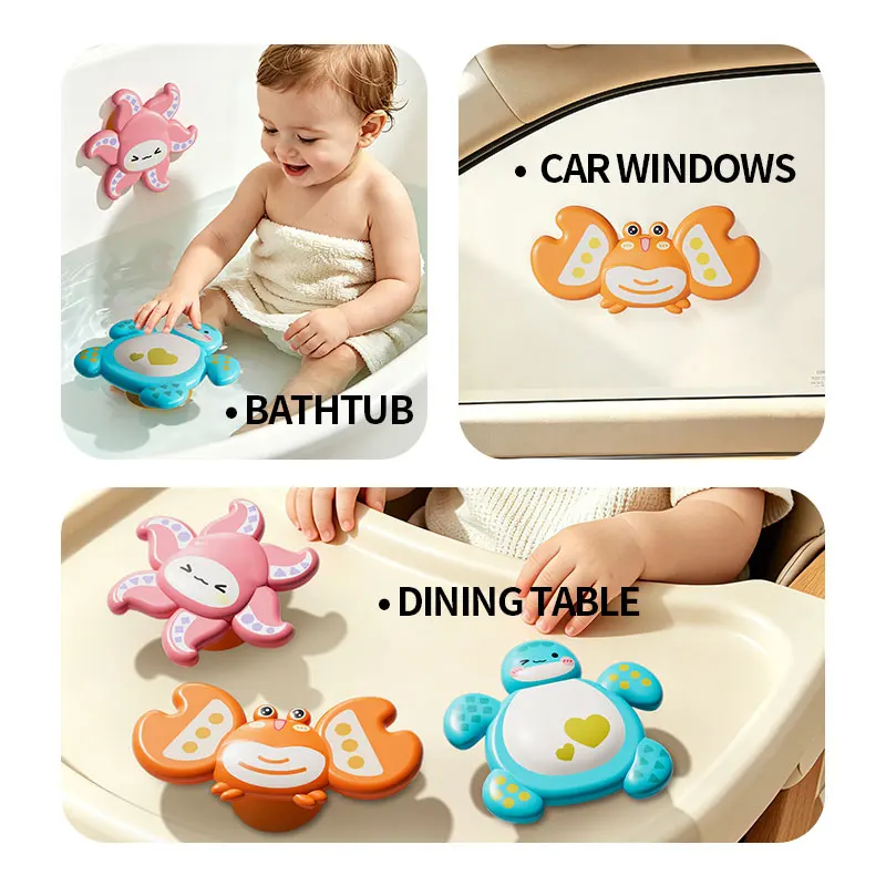 Suction Cup Spinner for Baby High Chair & Bath Tub, Animal Rotating Suction Accessory for Smooth Surfaces view 5