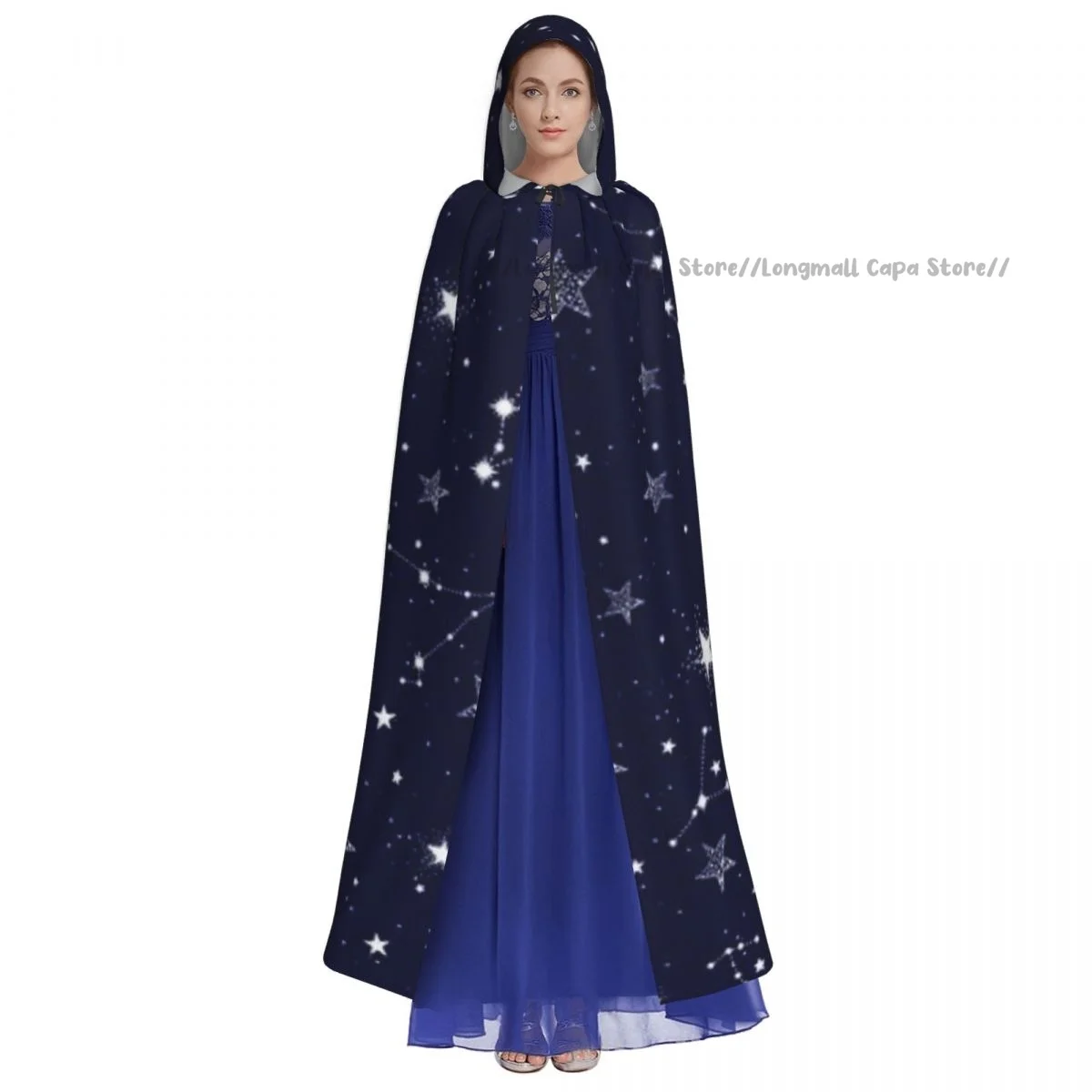 Cosplay Medieval Costumes Space Galaxy Constellation Zodiac Star Hooded Cloak Capes Long Robes Jackets Coat Carnival