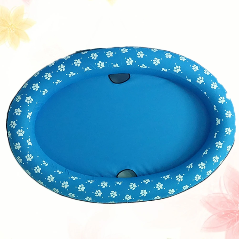 1個 ペット用インフレータブルスイミングプール ポータブル折りたたみ式プール 犬猫用フローティングマット ウォーターポンドプール (ブルー)